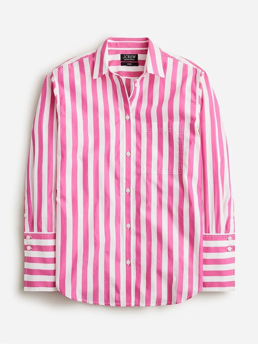J. Crew Pink Striped Garçon Striped Shirt Cabana Summer Organic Cotton Poplin XS